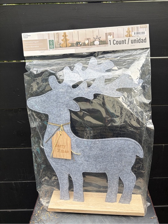 Other - Livarno Home Gray Felt Reindeer Christmas Decor 22.9” NWT Spain